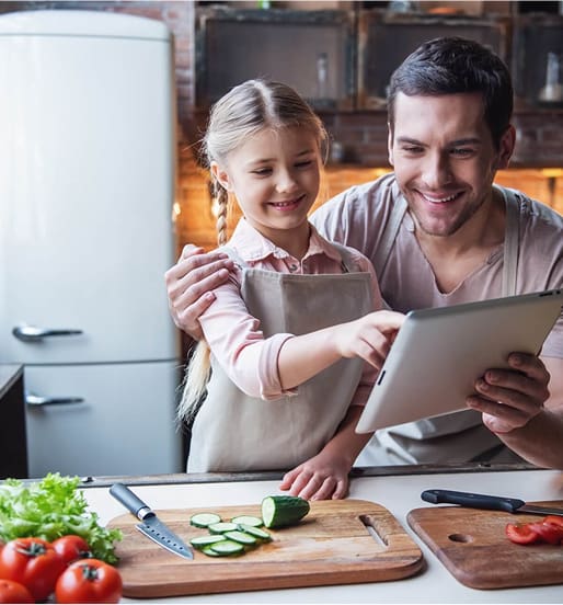 Happy family in kitchen