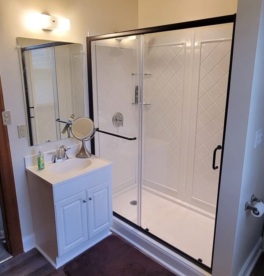 A bathroom remodel done by Reinert Brothers Construction