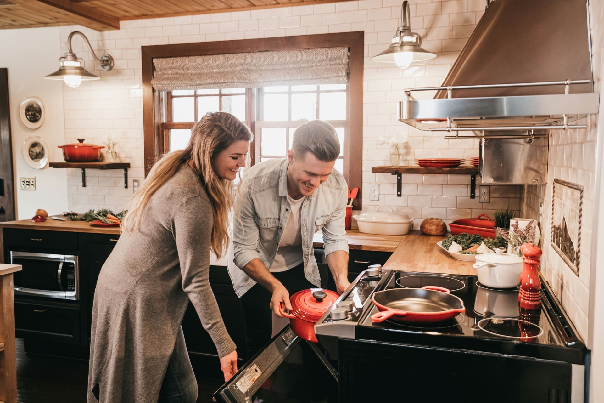 A couple enjoying their newly remodeled kitchen in mechanicsburg