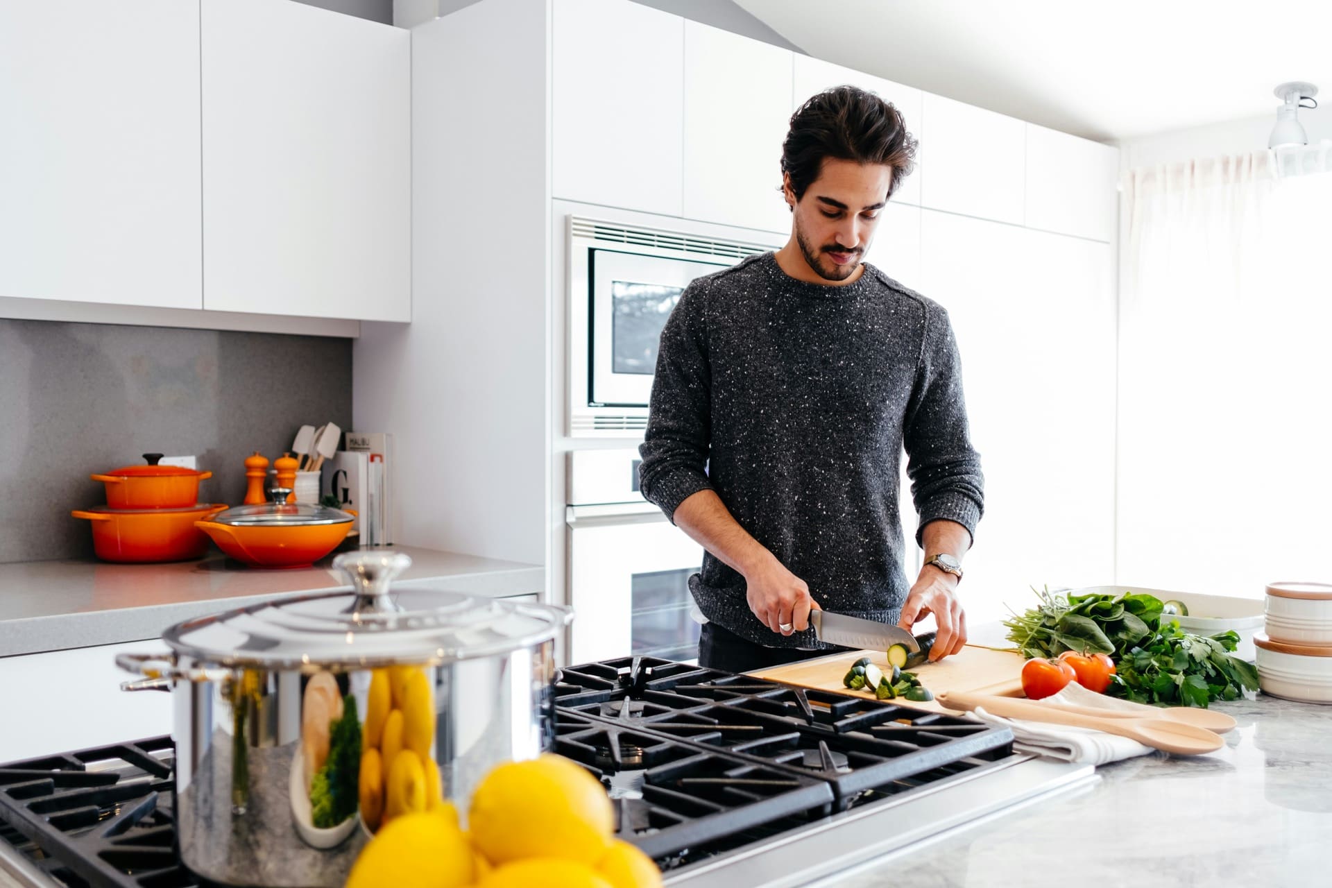 Man cooking in his remodeled kitchen in York