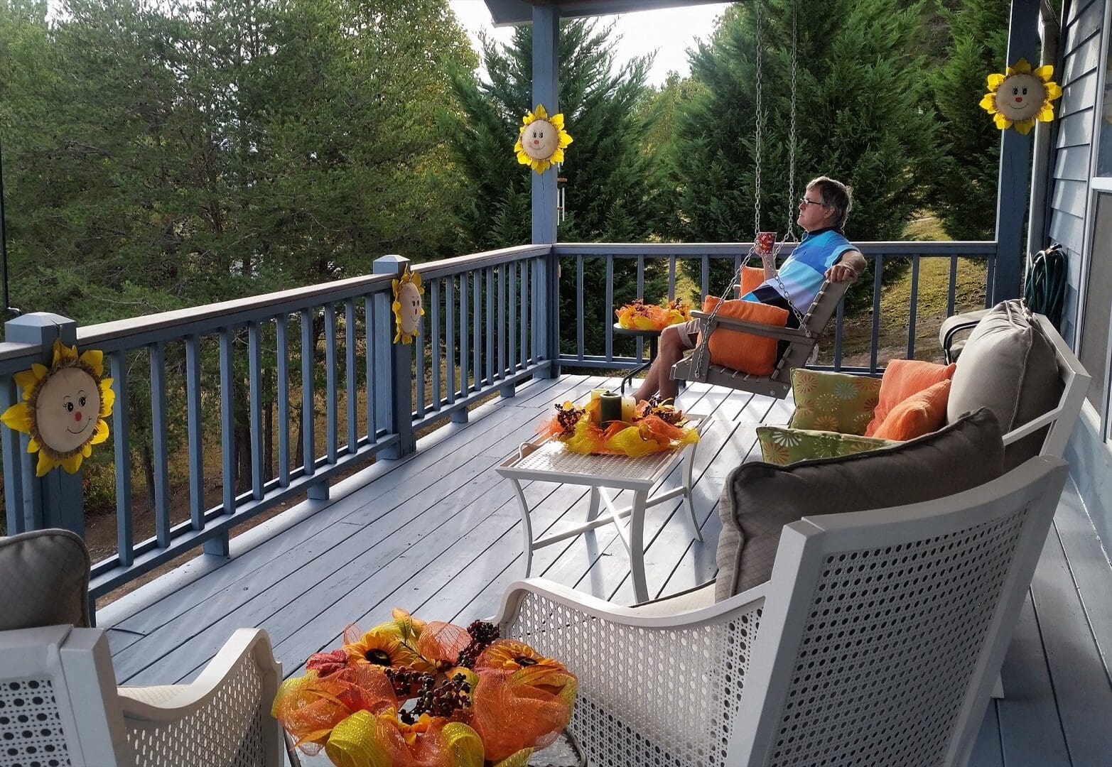 Man enjoying deck in central pa